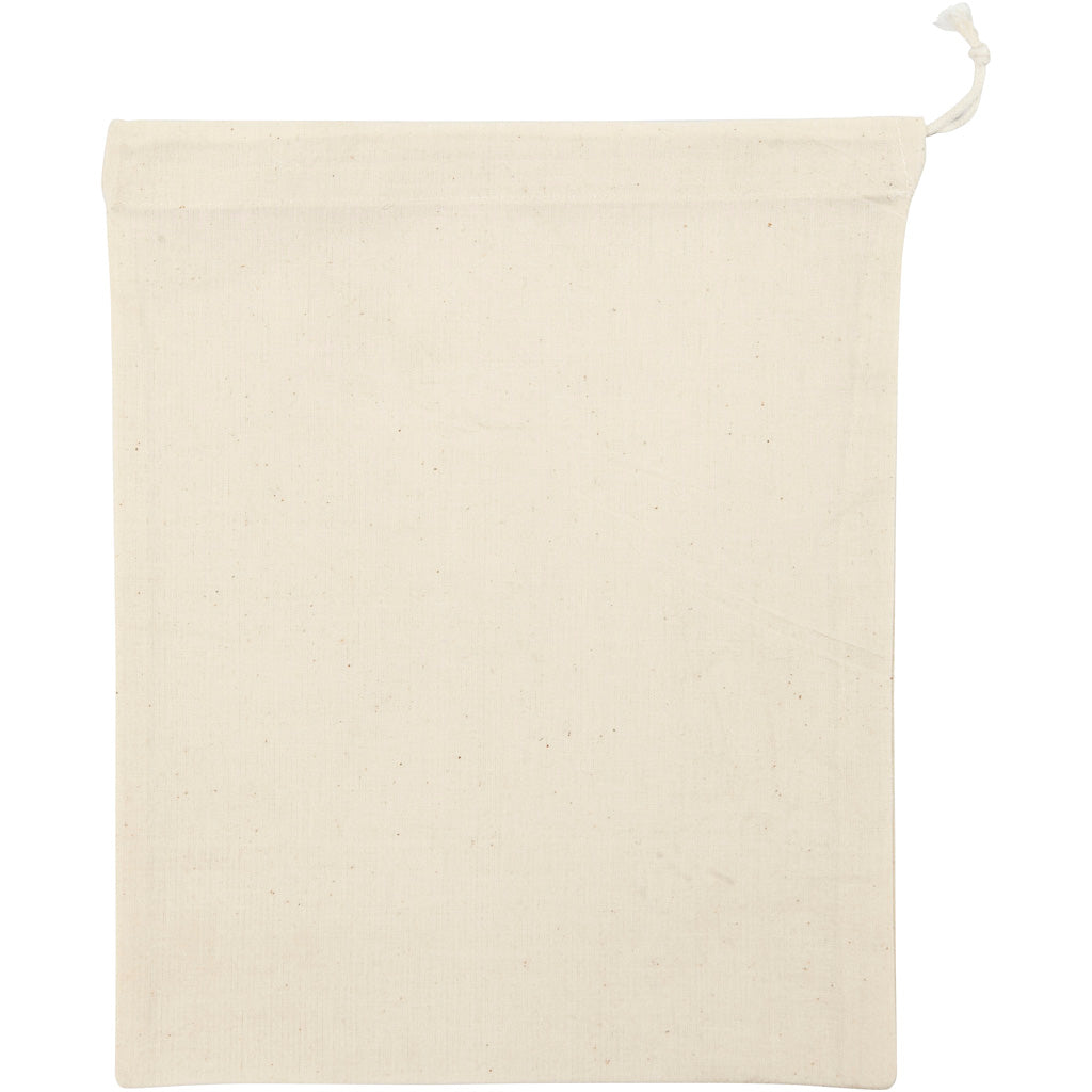 Creativ company fabric bag, size 21x25 cm, 110 g, light natural, 5 pieces in a box