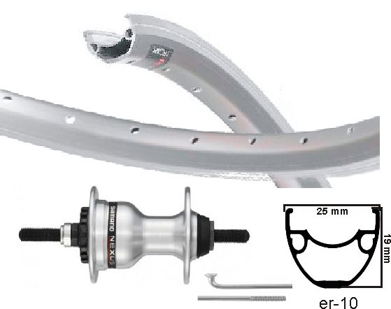 Kgs front wheel 28 inch (622) mach-1 er-10 rim silver roller brake solid axle