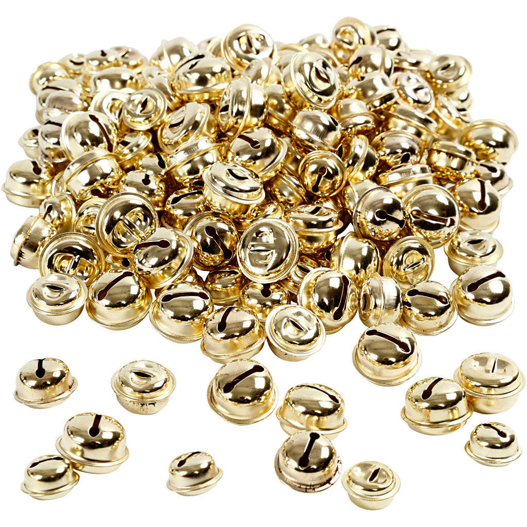 Creativ company belletjes, d 13+15+17 mm, goud, 220 div 1 doos