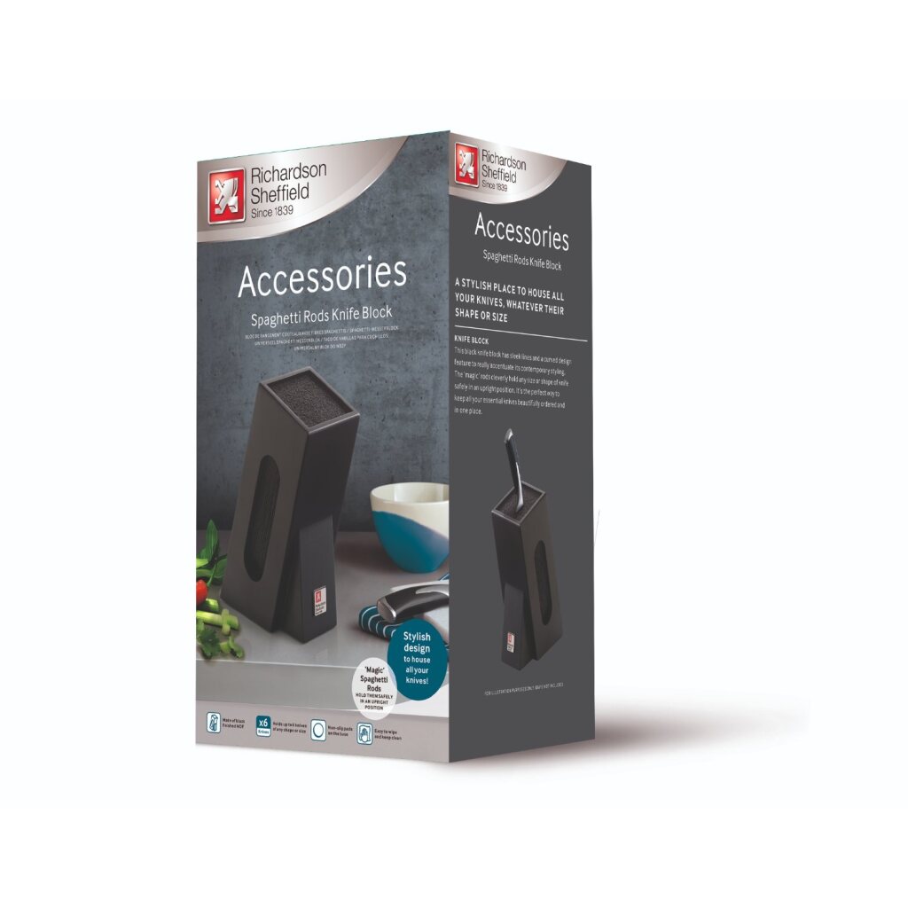 Varetas de espaguete Richardson sheffield bloco de faca de madeira preto