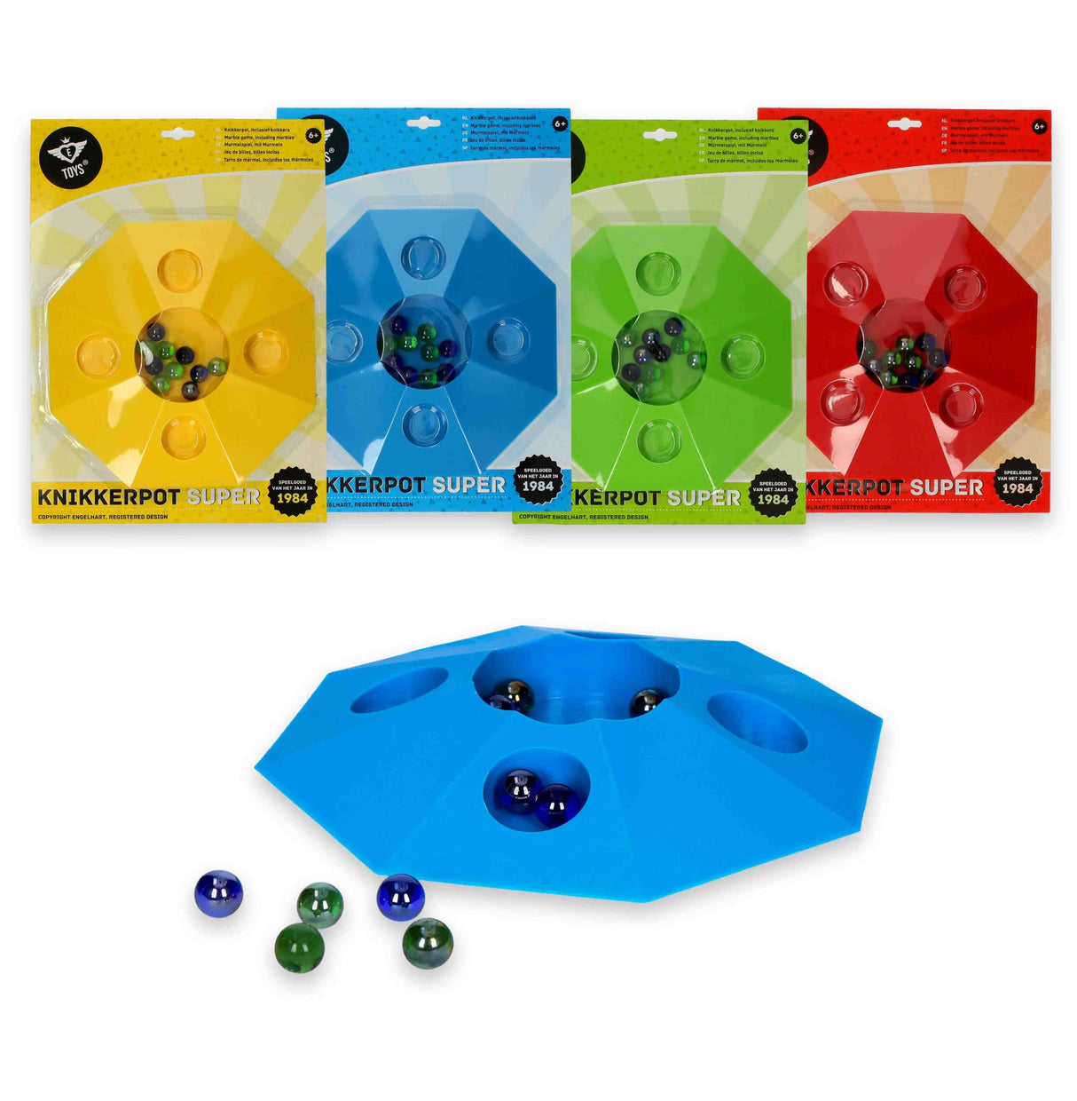 Engelhart großer Marmortopf mit 10 Murmeln, 4-fach sortiert