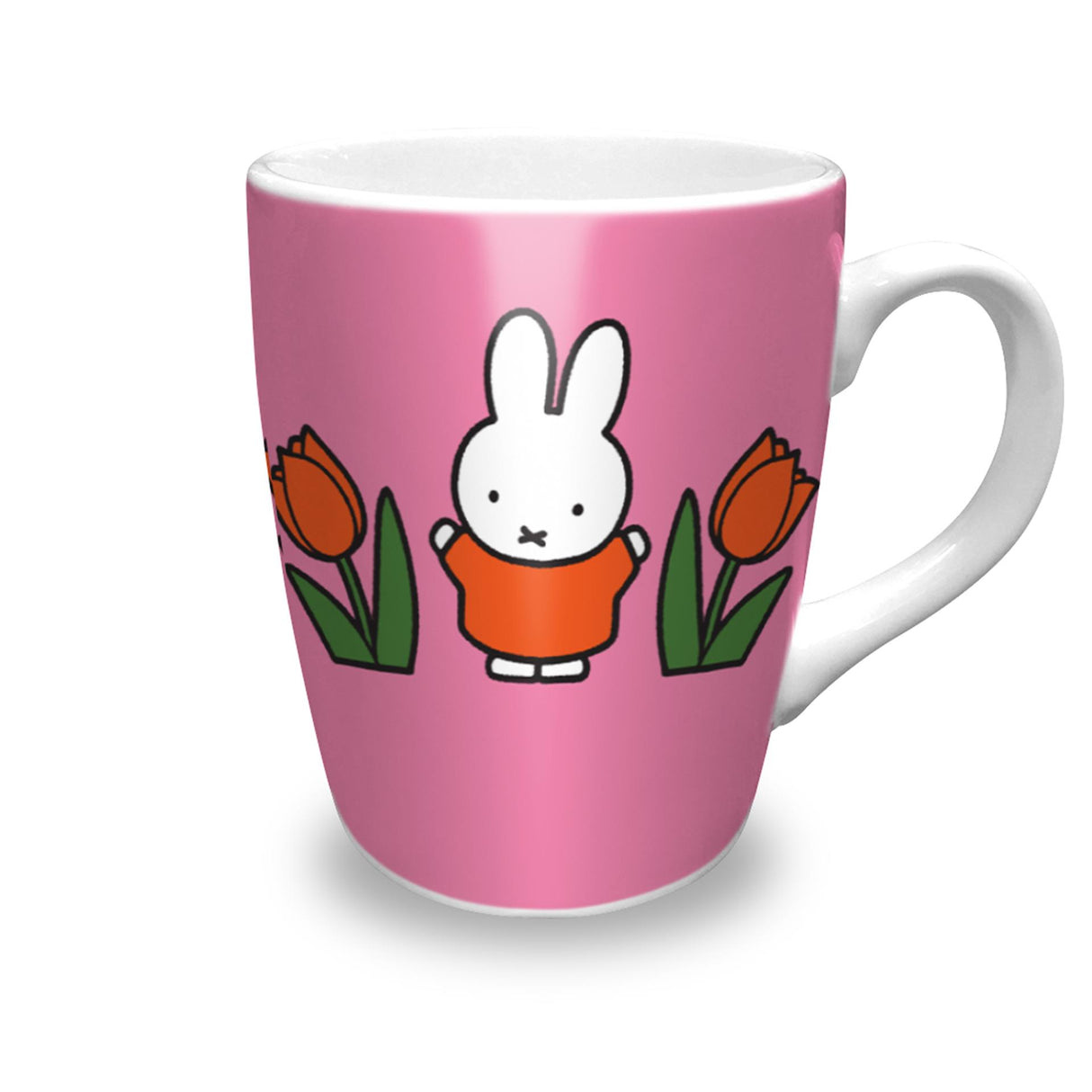 Caneca Miffy relaxe tulipas rosa