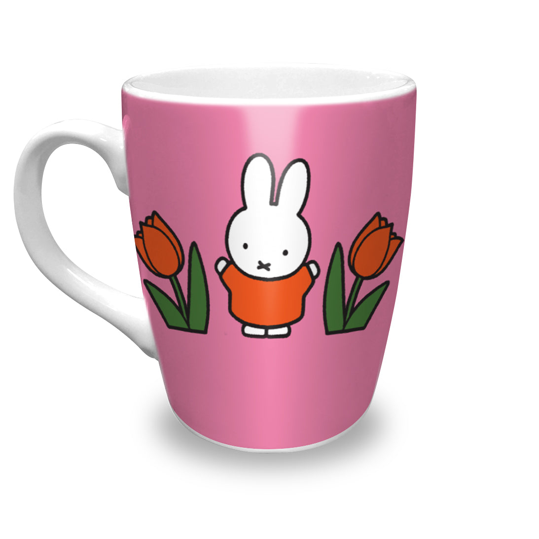 Caneca Miffy relaxe tulipas rosa