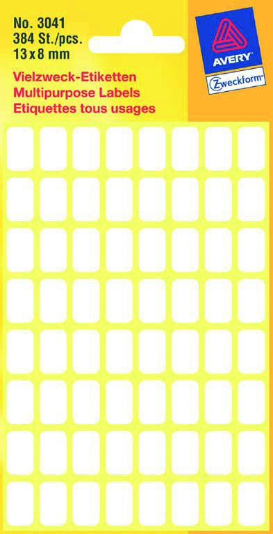 Kangaro Label wäiss 13x8mm Pack vun 10 Stécker