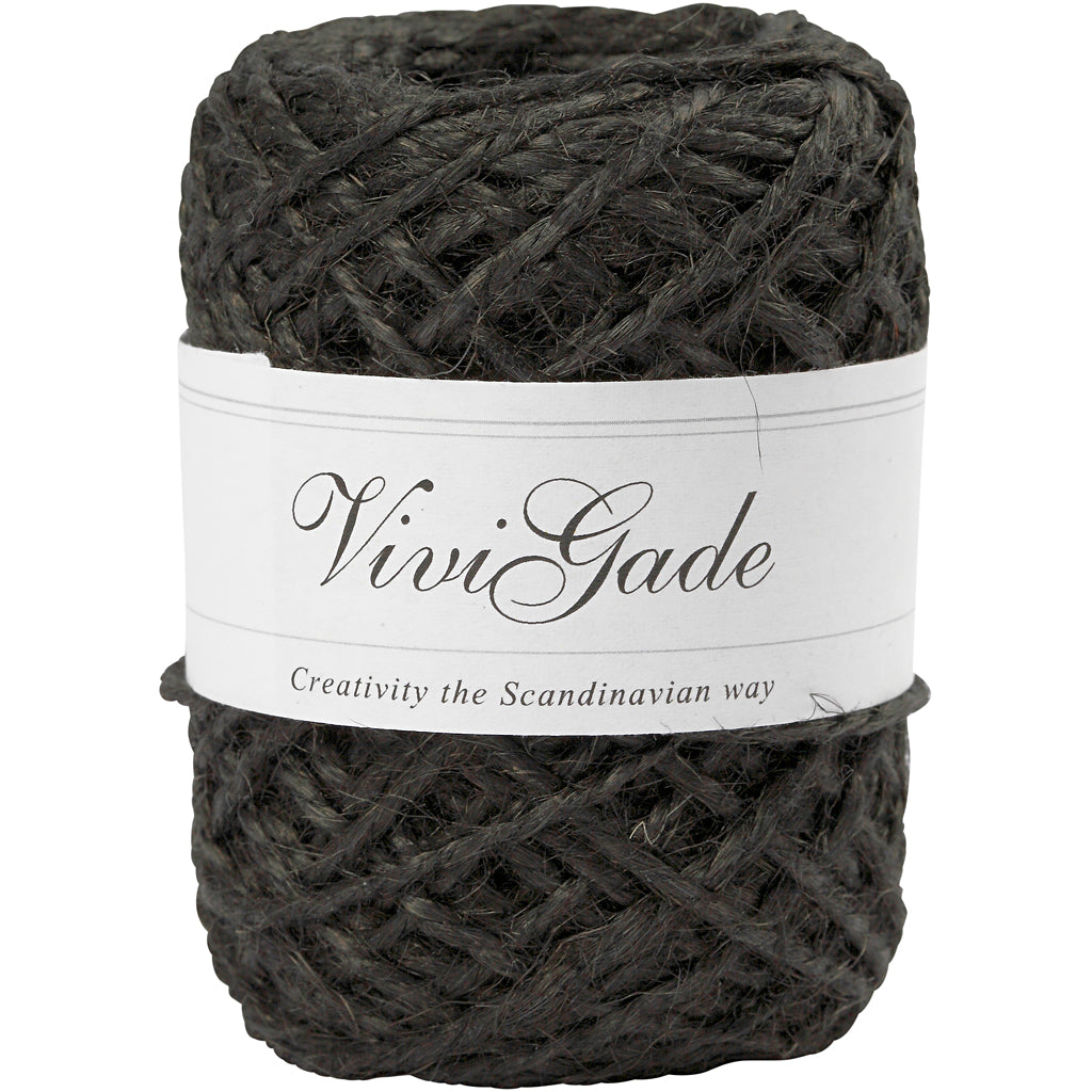 Vivi gade natuurlijk hennep, dikte 1-2 mm, zwart, 30 m 1 rol