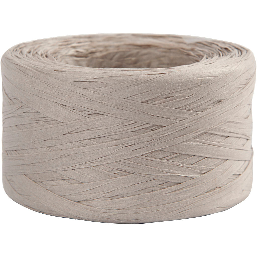 Creativ company paper raffia yarn, w: 7-8 mm, light gray, 100 m 1 roll