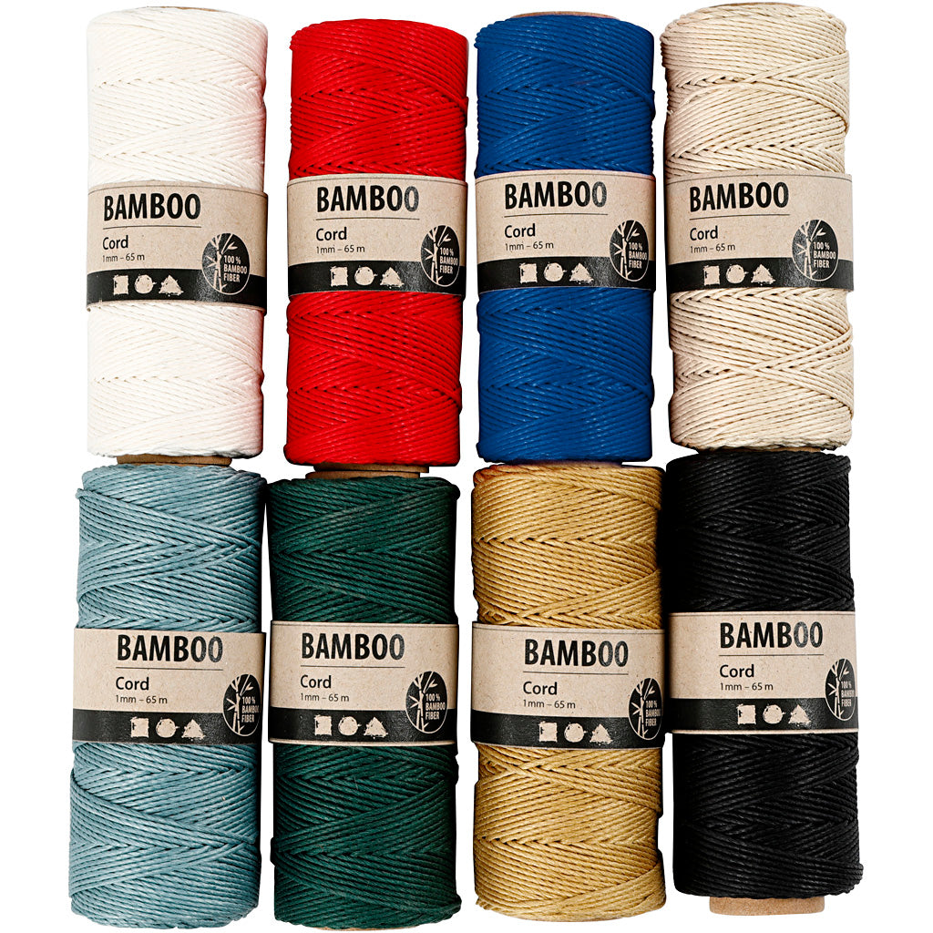 Creativ company bamboo cord, thickness 1 mm, various colors, 8x65 m 1 set