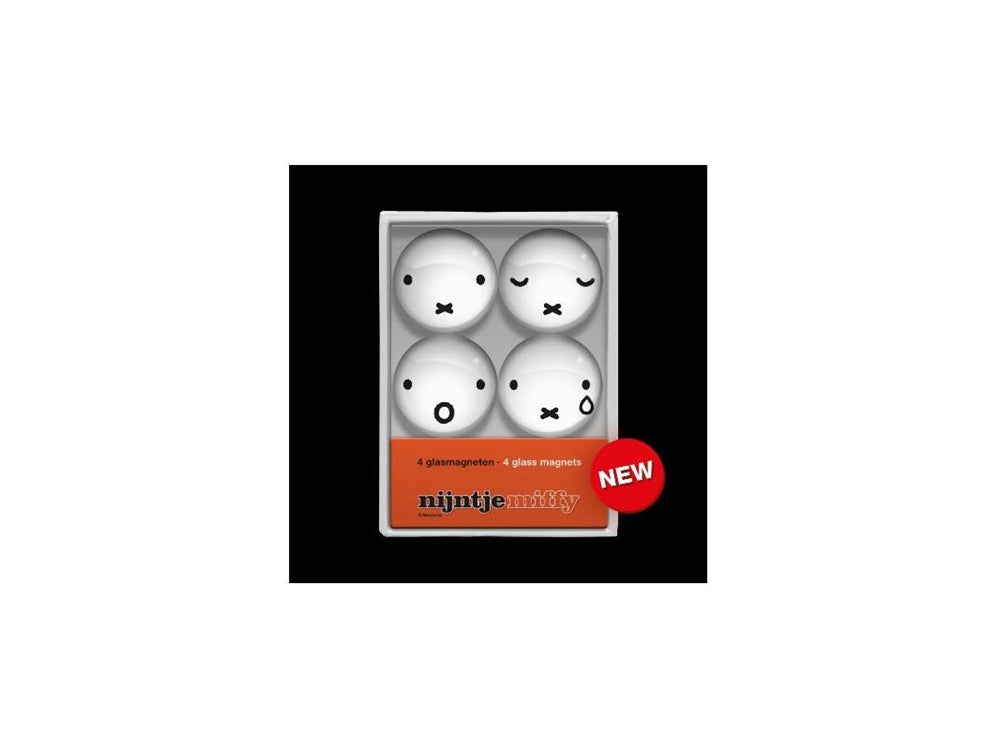 Magneti in vetro con il viso di Miffy, scatola da 4 pz