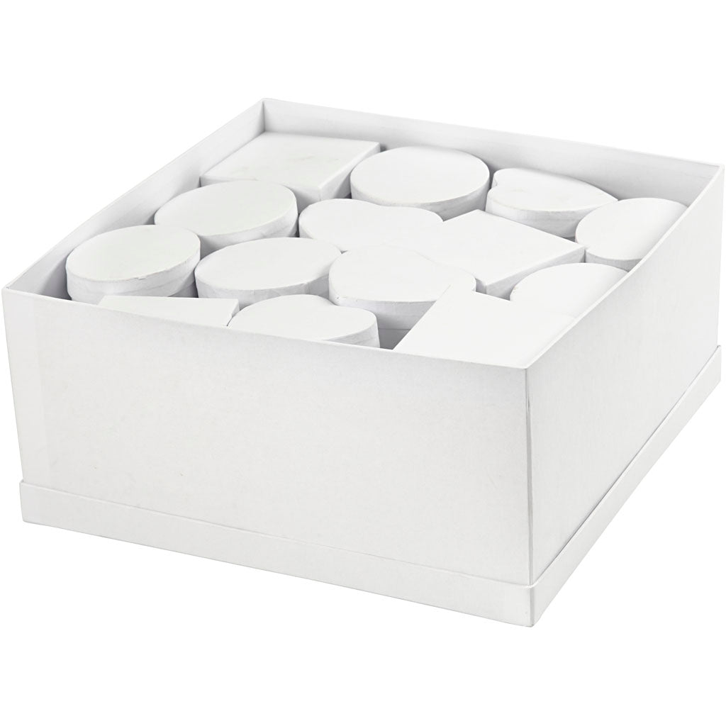 Creative company boxes in display box, h: 5 cm, d 10-12 cm, white, 27 pieces per box