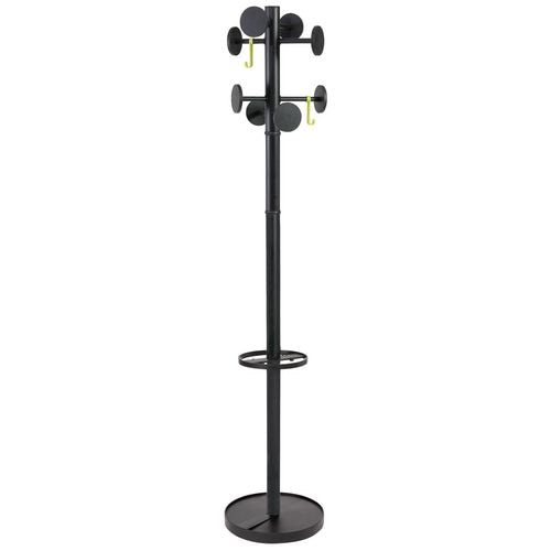 Kapstok pmstan3m alba 8 haken ronde voet 175cmx37cm zwart