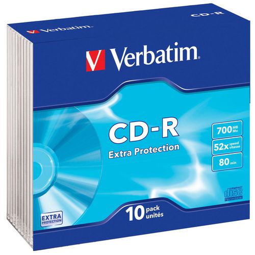 CD-R Slim Wrap 700MB Verbatim 52x 80min. 10 pieces