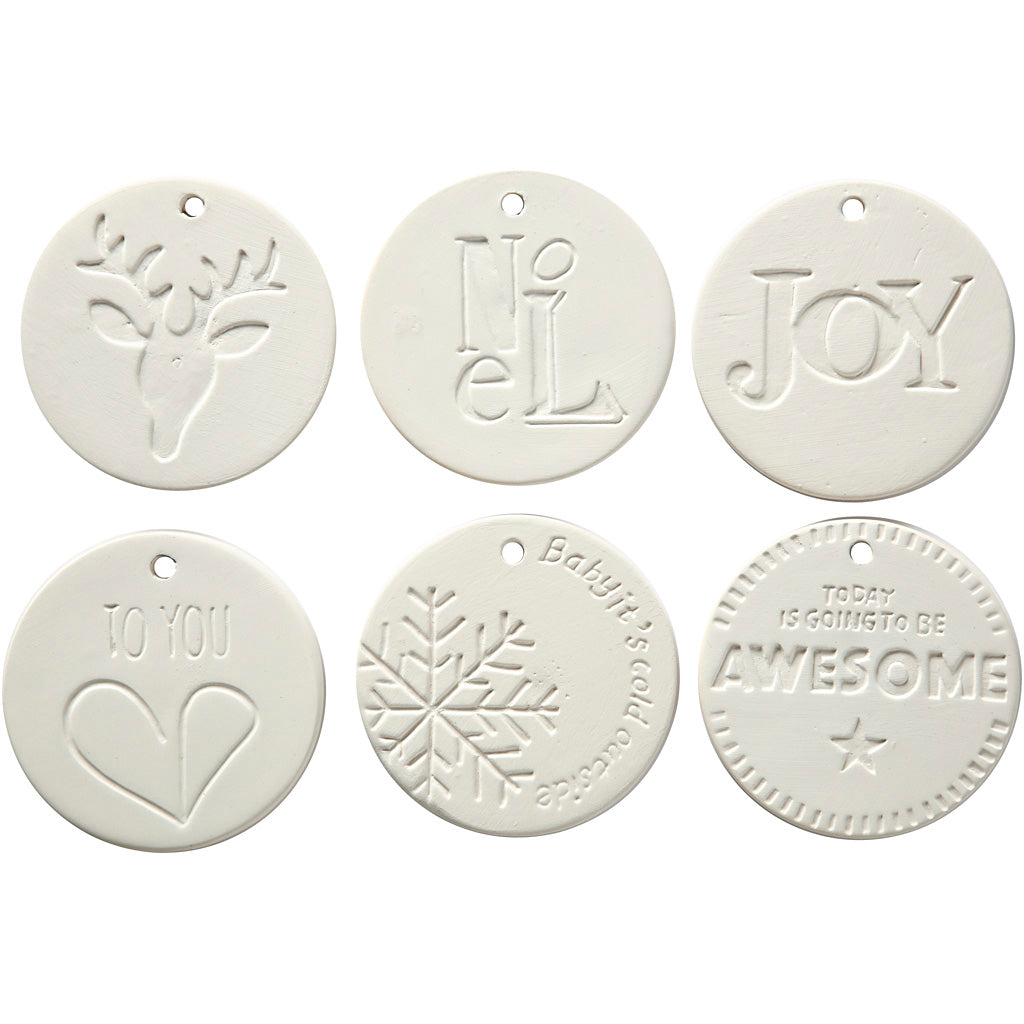 Creativ company hanging ornaments, size 7x7 cm, thickness 0.6 cm, white, 24 pieces in a box