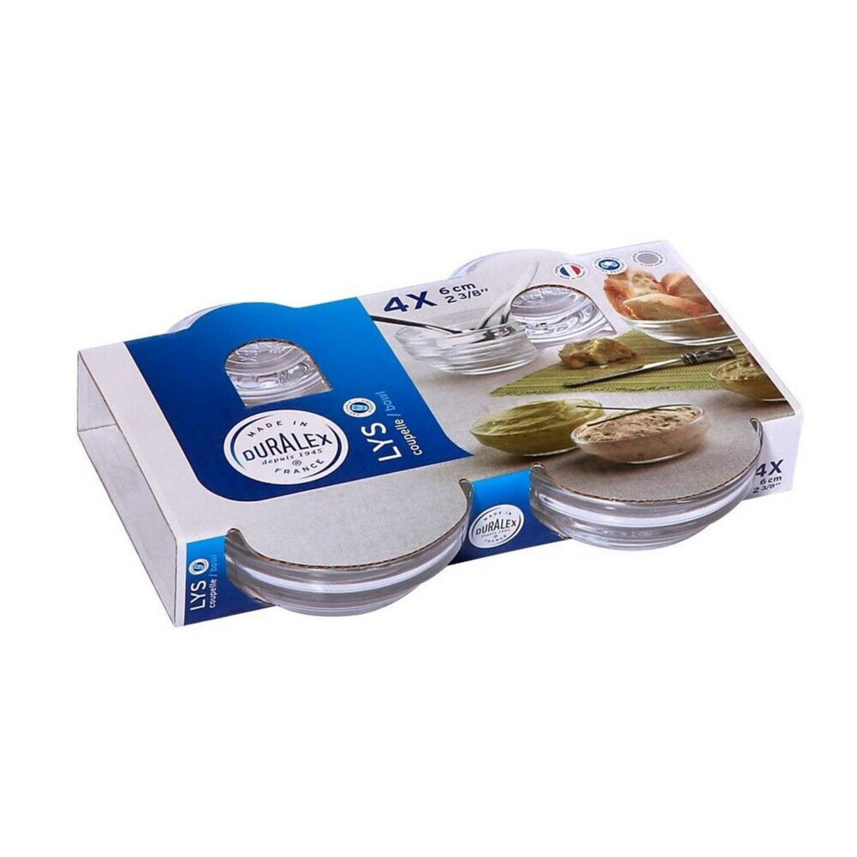 Duralex skål lys stabelbar 6cm á 4 stk.