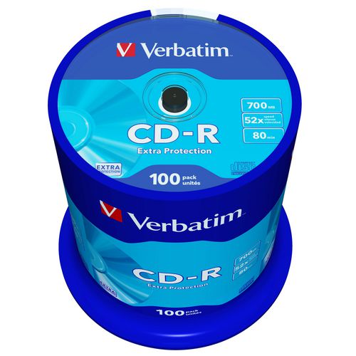 CD-R extra protection spindle 700MB Verbatim 52x 80min. 100 pieces