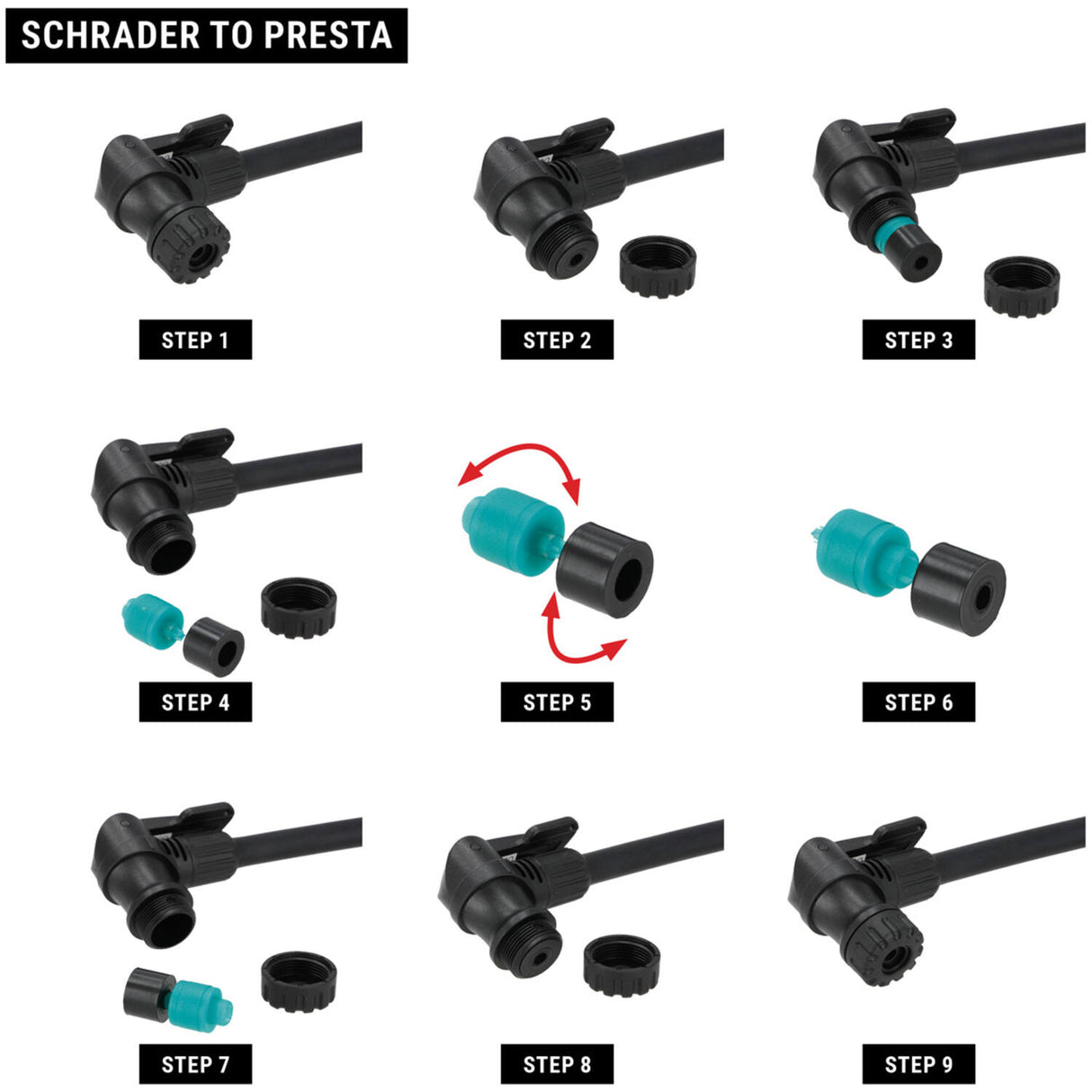 Trivio - Breeze bicycle pump with pressure gauge - dual valve, both Presta and Schrader. Storm type
