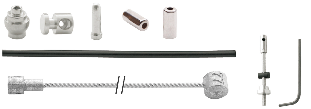 Kabelsett elvedes trommelbrems 1,70m 2,35m rustfritt stål svart