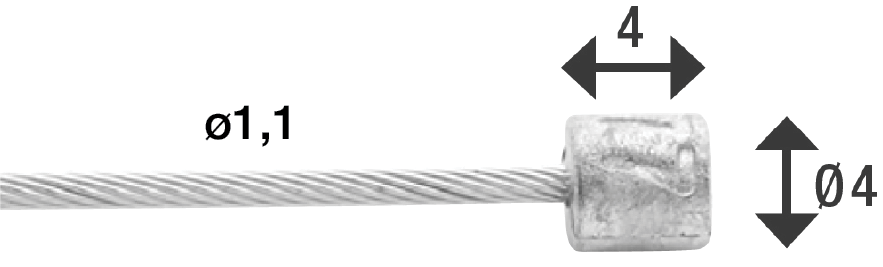 Elvedes linkin sisäkaapeli 2250 mm 7 x 7 lanka ruostumatonta terästä ø1,1 mm n-nippalla ø4,5 × 4,5 (laatikko 50 kpl) - hopea