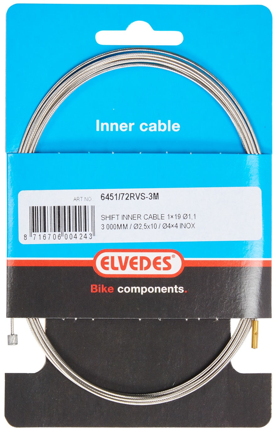 Gear inner cable stainless steel 2 nipples 3 meters 6451 72 stainless steel 3m