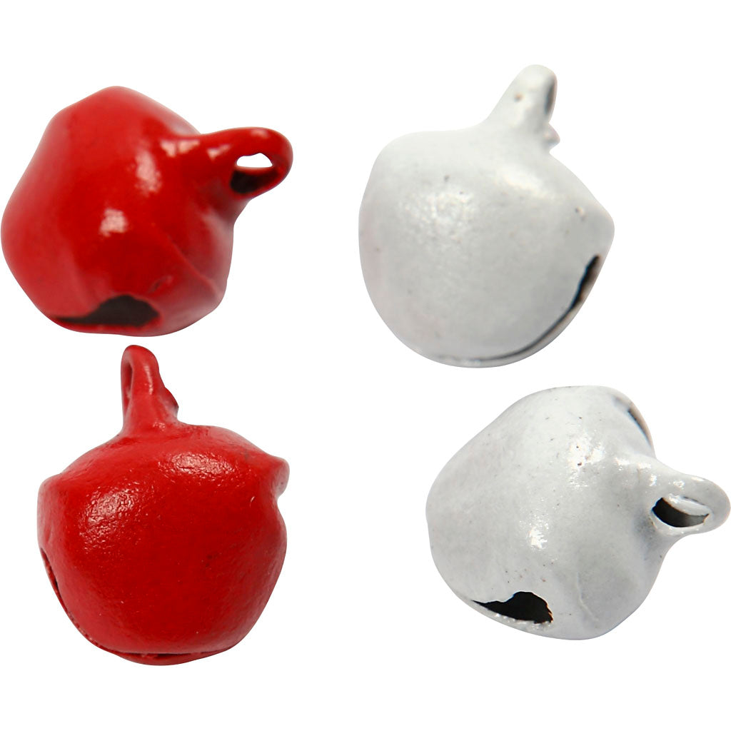 Creativ company bells, d 8 mm, red and white, 50 pieces in a box