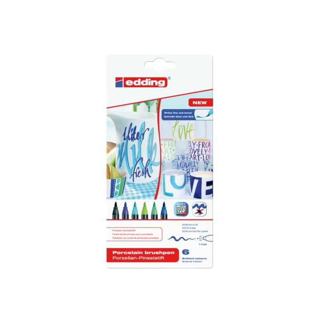 Porzellin Institutiounen cool Faarf Set vu 6 PCs.