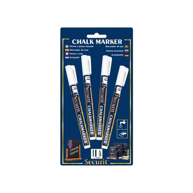 Quantore chalk marker round white 1-2mm, 4 pcs
