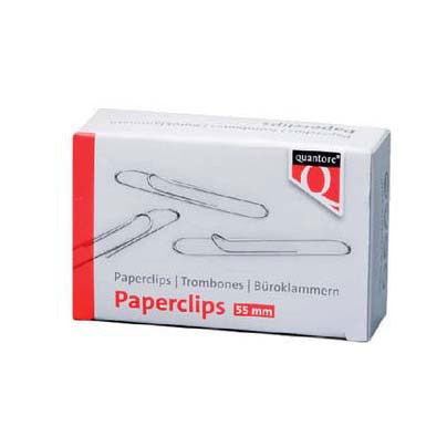 Quantore paper clip r50 55mm long, 100s.