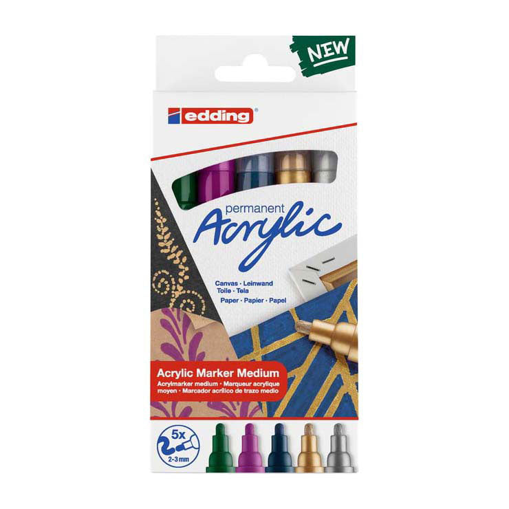 Quantore acrylic marker edding metallic, 5 pcs.