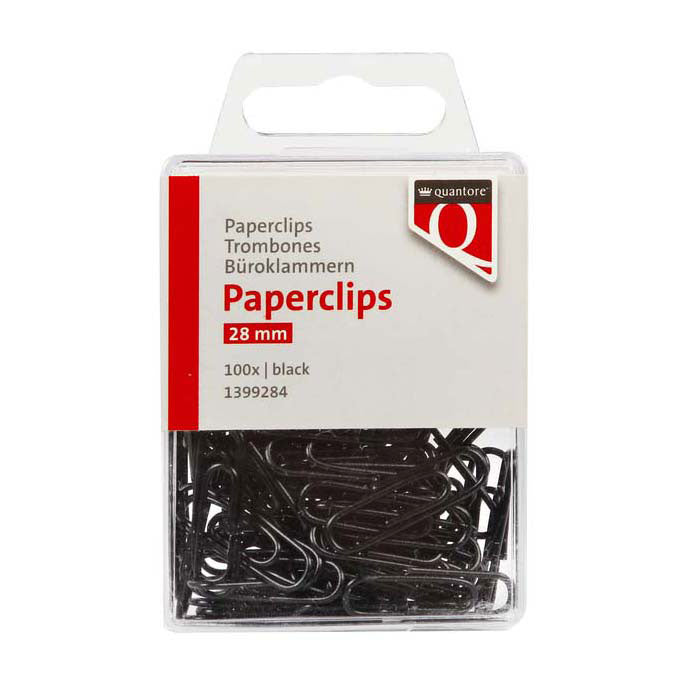 Quantore paperclip 28mm black, 100 pcs.