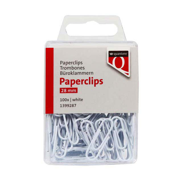 Quantore paper clip 28mm white, 100 pcs.