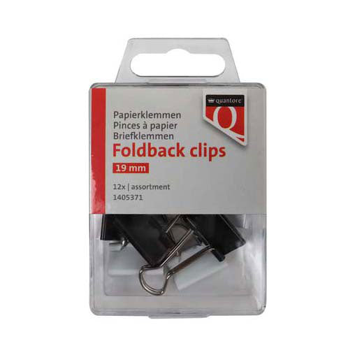 Quantore foldback clips 19 mm, 12 pcs.