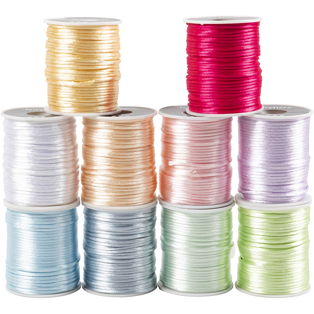 Creativ company satin cord, thickness 2 mm, pastel colors, 10x50 m 1 box