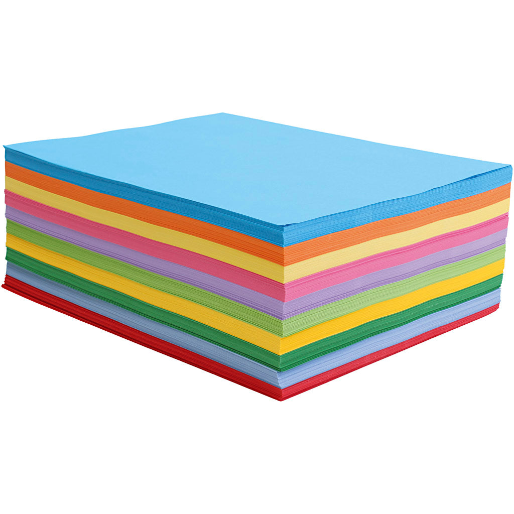Creativ company creatief papier, a4, 80 gr, diverse kleuren, 1000 vel 1 doos