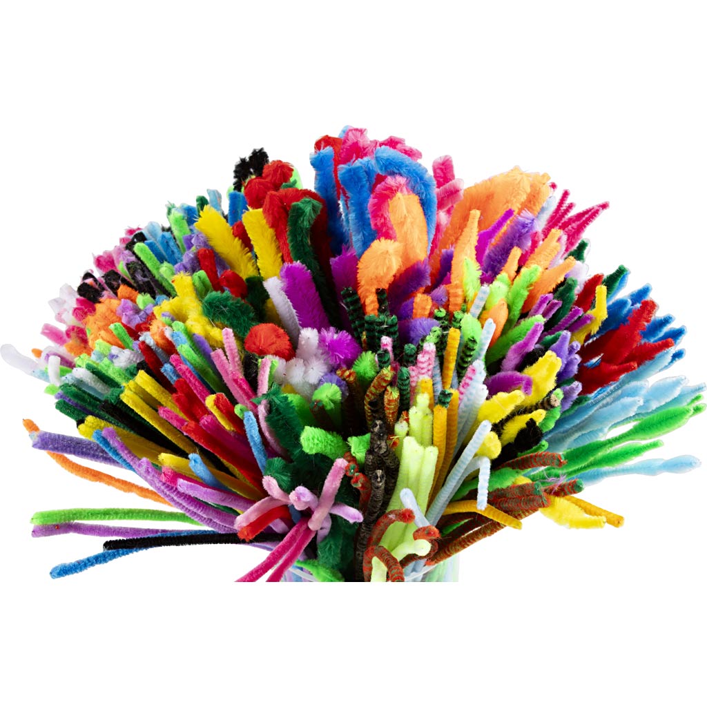 Creativ company chenille, l: 30 cm, dikte 6-15 mm, diverse kleuren, 500 div 1 doos