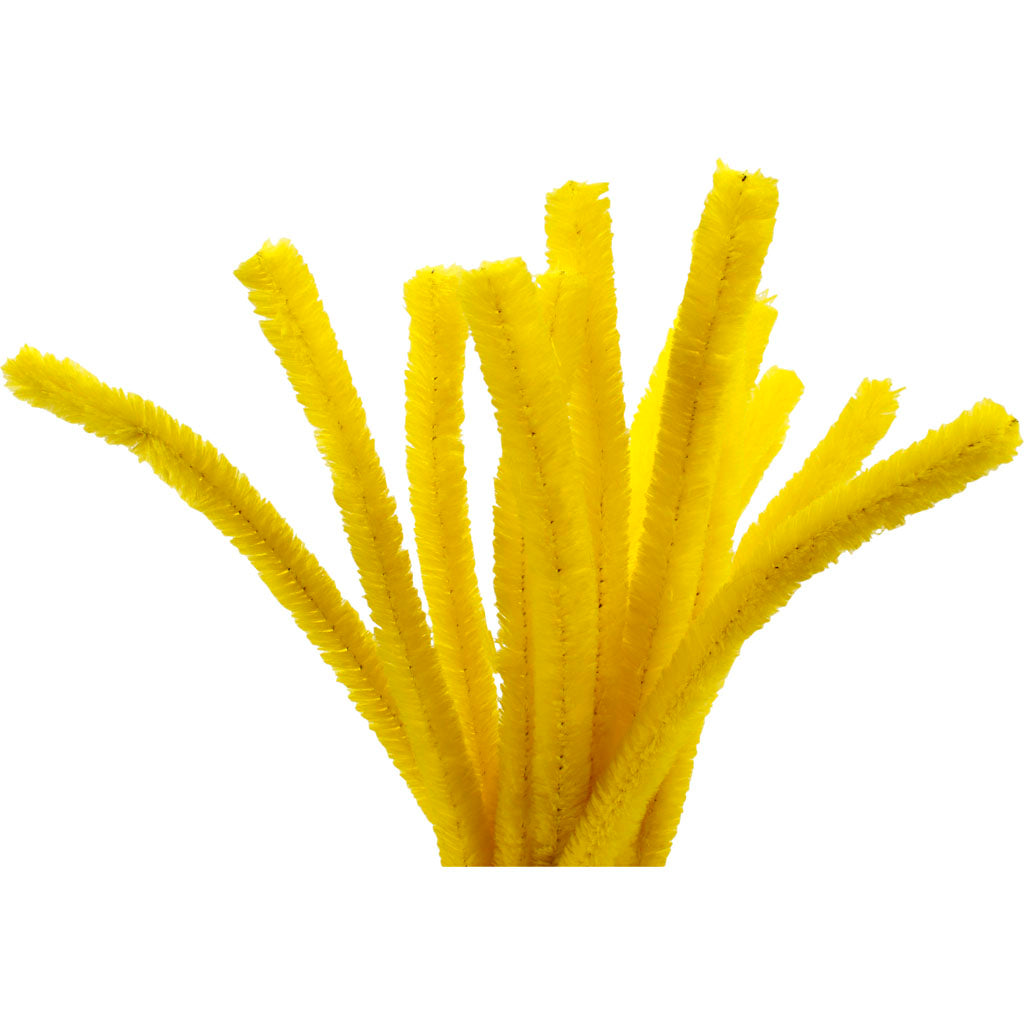 Creativ company chenille, l: 30 cm, thickness 15 mm, yellow, 15 pieces 1 box
