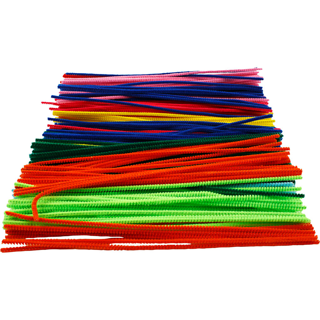 Creativ company chenille, l: 30 cm, dikte 4 mm, diverse kleuren, 300 div 1 doos