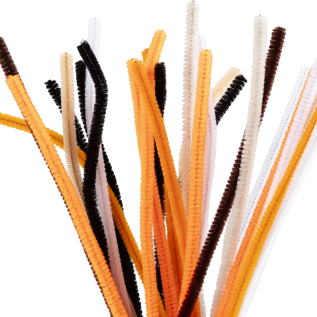 Creativ company chenille, l: 30 cm, thickness 6 mm, Halloween colors, 25 div 1 box