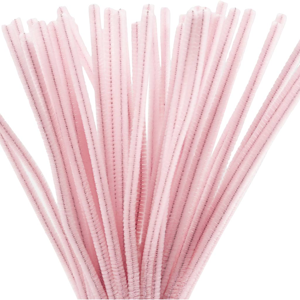 Creativ company chenille, l: 30 cm, thickness 6 mm, pink, 50 pieces 1 box