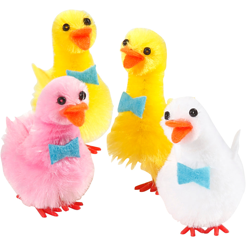 Creativ company ducks, h: 50 mm, light red, white, yellow, 4 pieces 1 box