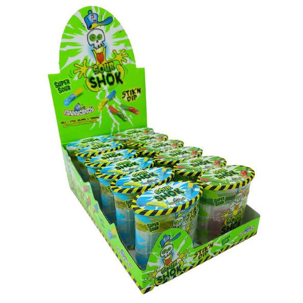 Funny candy sour shok stick 'n dip 60 gr
