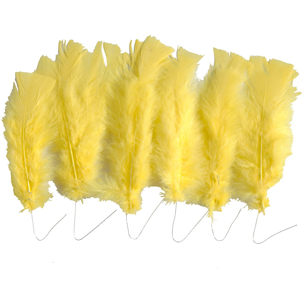 Creativ company feathers, l: 11-17 cm, yellow, 18 balls 1 box