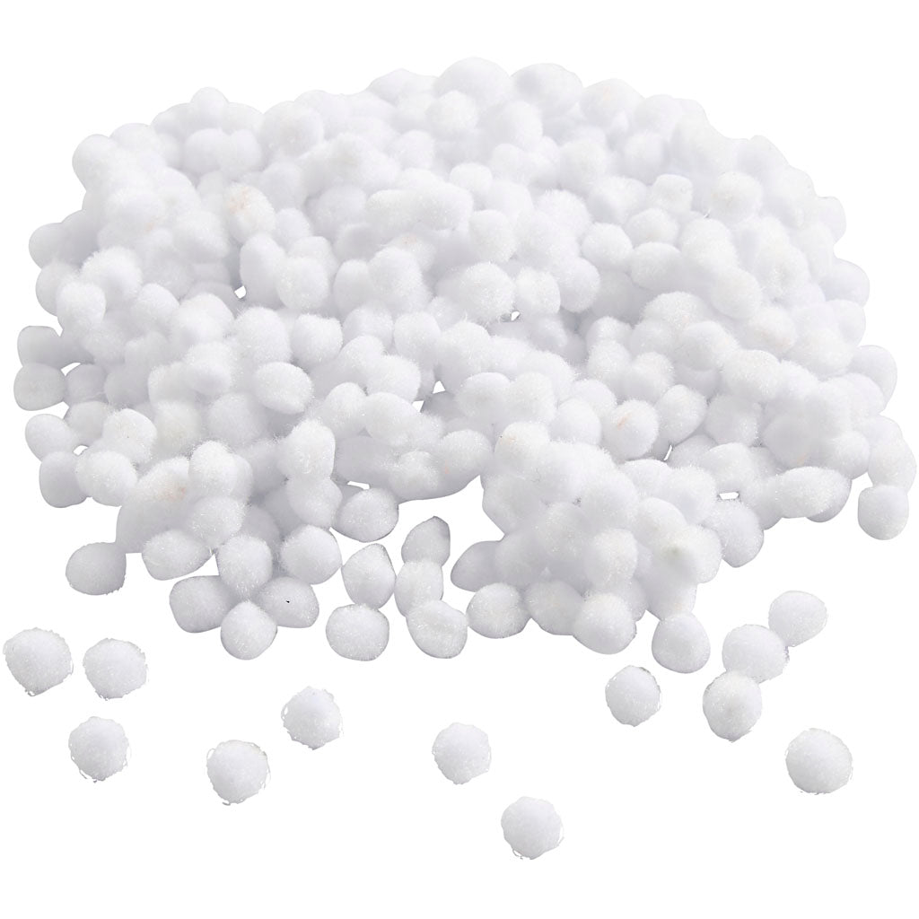 Creativ company pom-poms, d 5 mm, white, 550 pieces 1 box