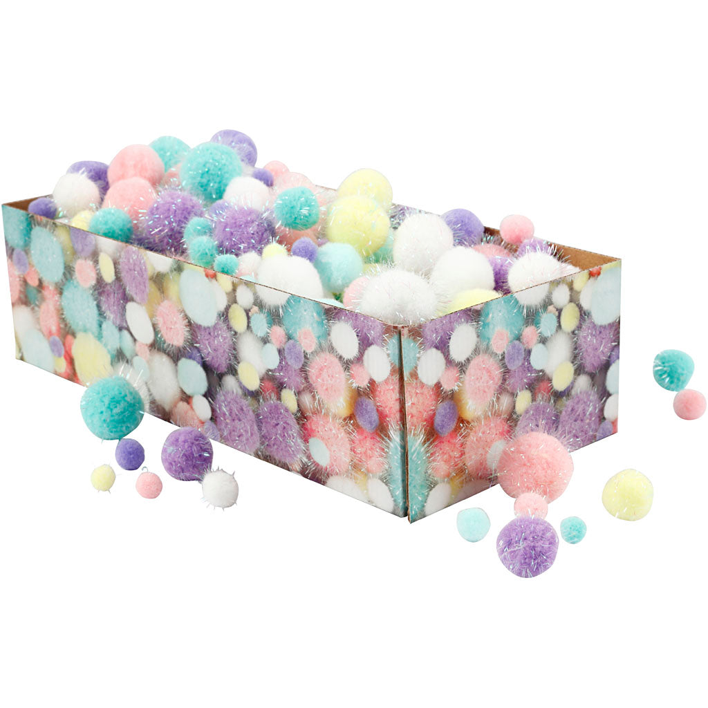 Pom-poms Pastelkleuren, 400gr.