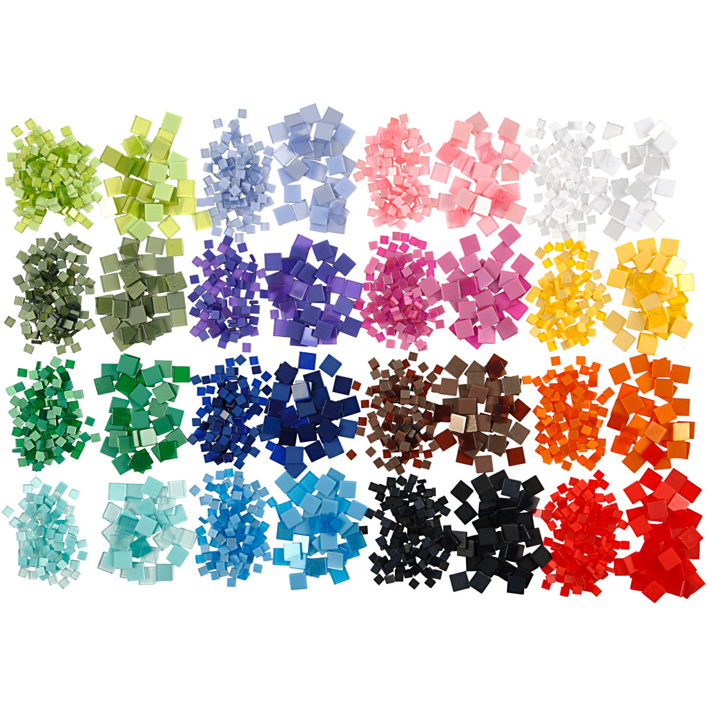 Creativ company mini mosaic, size 5x5+10x10 mm, thickness 2 mm, 32x25 gr 1 box