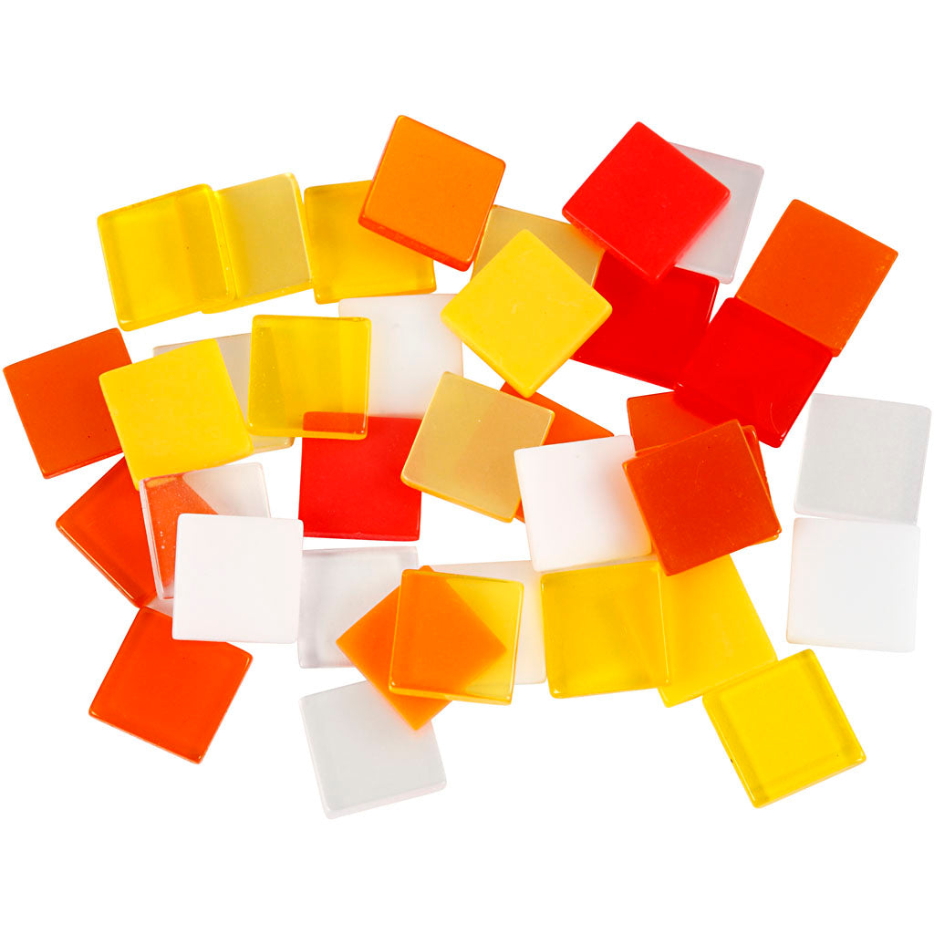 Creativ company mini mosaic, size 10x10 mm, thickness 2 mm, red orange harmony, 25 g 1 box