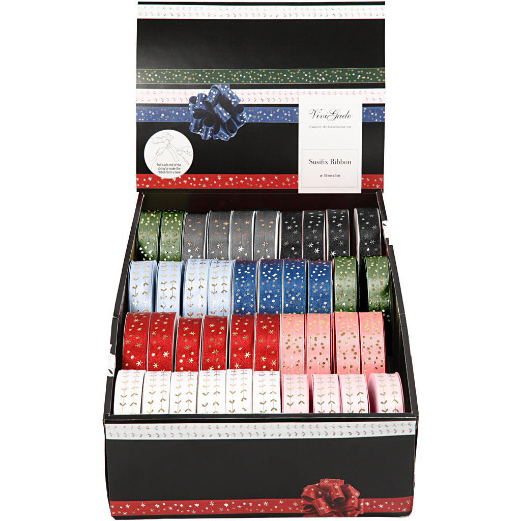 Vivi gade susifix lint, b: 18 mm, diverse kleuren, 40x5 m 1 doos