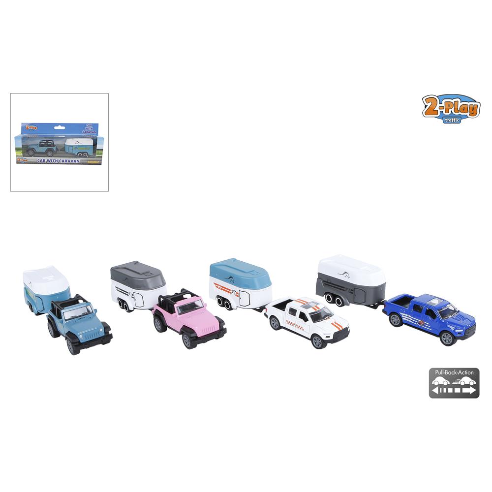 2-play car with horse trailer 16.5 cm