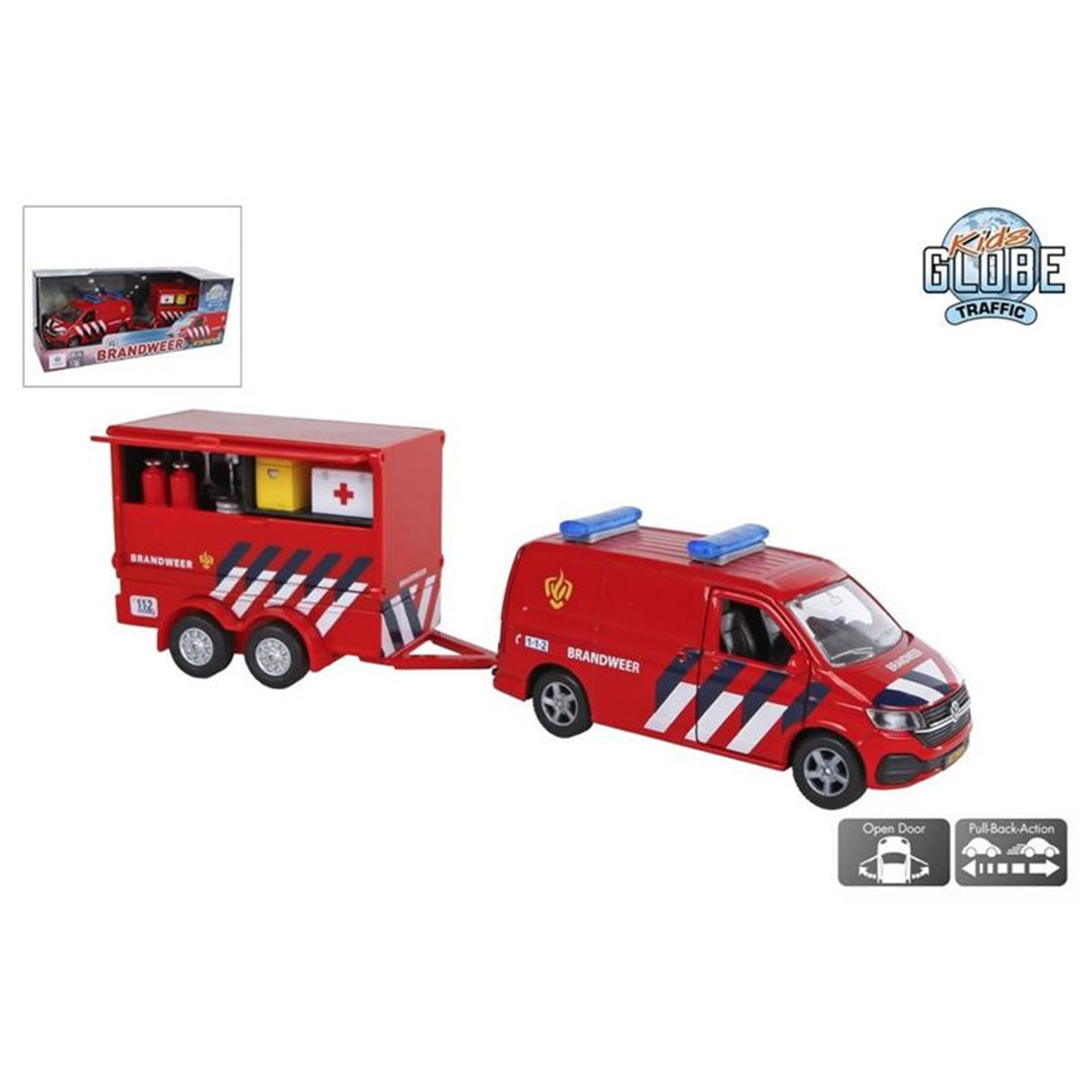 Kids Globe VW Transporter Fire Brigade mit Trailer