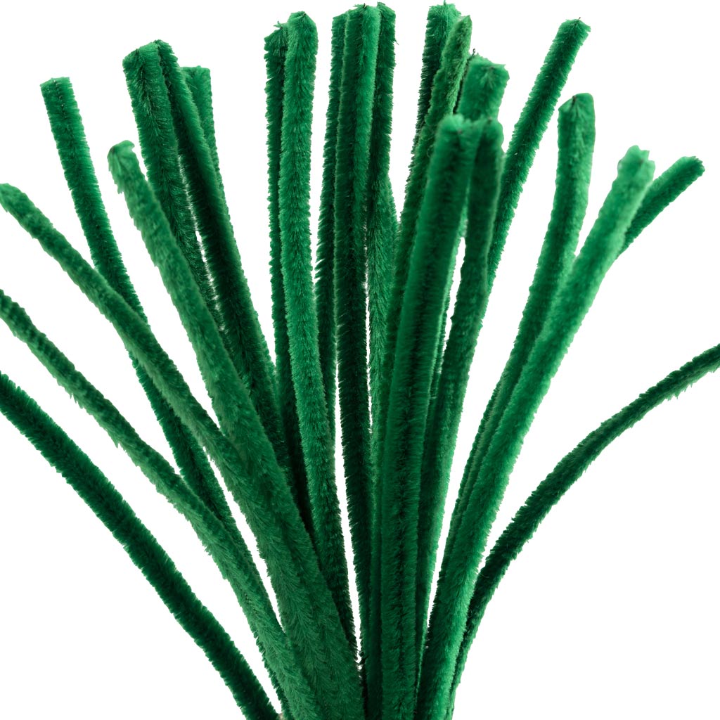 Creativ company chenille, l: 30 cm, thickness 9 mm, dark green, 25 pieces 1 box