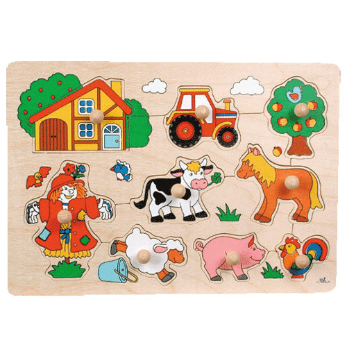 Goki Holz Nick Puzzle Farm Retro, 5st.