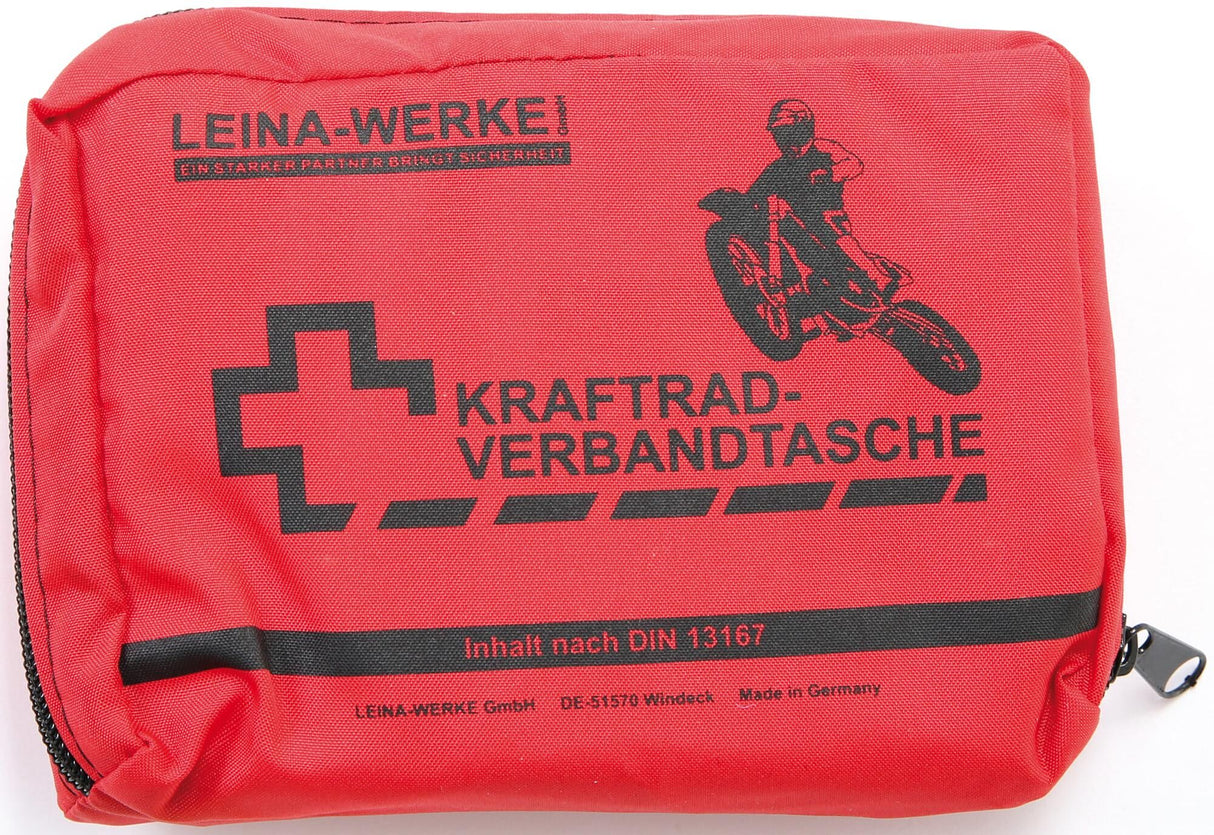 Leina-werke first aid bag first aid bag leina red nylon,din13167 f.motorcyc